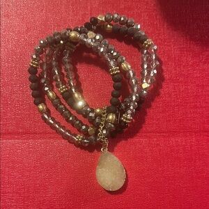 Elegant Multi-Layered Bracelet with Gold Accents